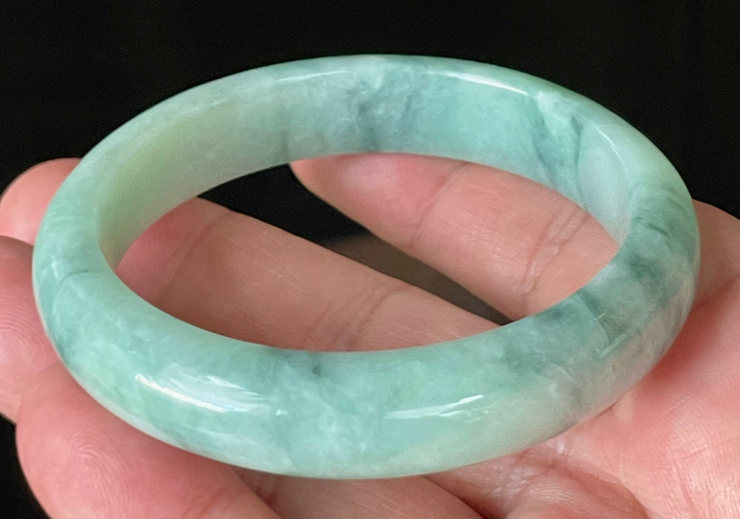 Natural Certified Burmese Jadeite Jade Bangle – Icy Apple & Imperial Green – 56mm – JB909