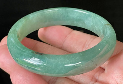 Natural Certified Burmese Jadeite Jade Bangle – Icy Apple Emerald Green with Honey Brown Hues – 58.4mm – JB906