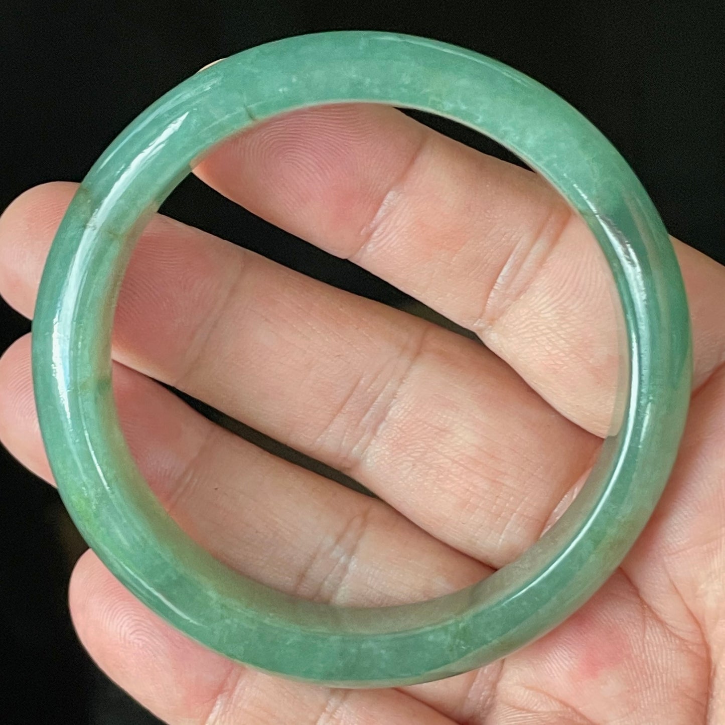 Natural Certified Burmese Jadeite Jade Bangle – Icy Apple Emerald Green with Honey Brown Hues – 58.4mm – JB906
