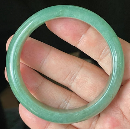 Natural Certified Burmese Jadeite Jade Bangle – Icy Apple Emerald Green with Honey Brown Hues – 58.4mm – JB906