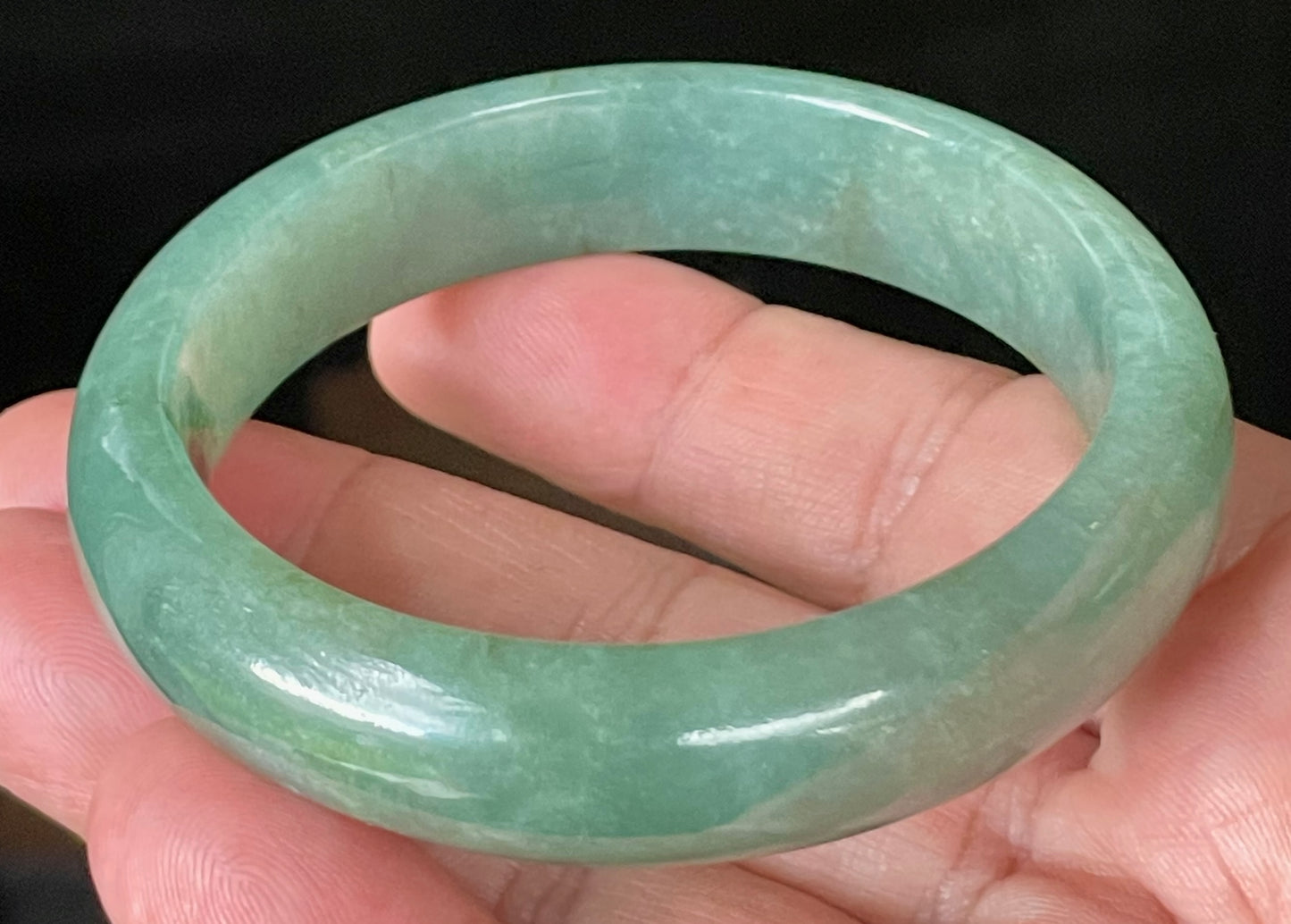 Natural Certified Burmese Jadeite Jade Bangle – Icy Apple Emerald Green with Honey Brown Hues – 58.4mm – JB906