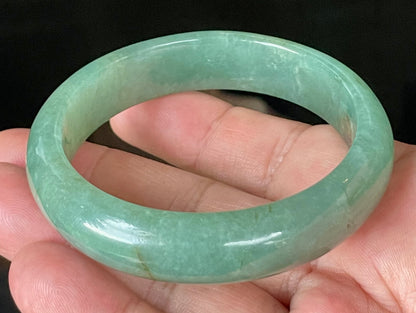 Natural Certified Burmese Jadeite Jade Bangle – Icy Apple Emerald Green with Honey Brown Hues – 58.4mm – JB906