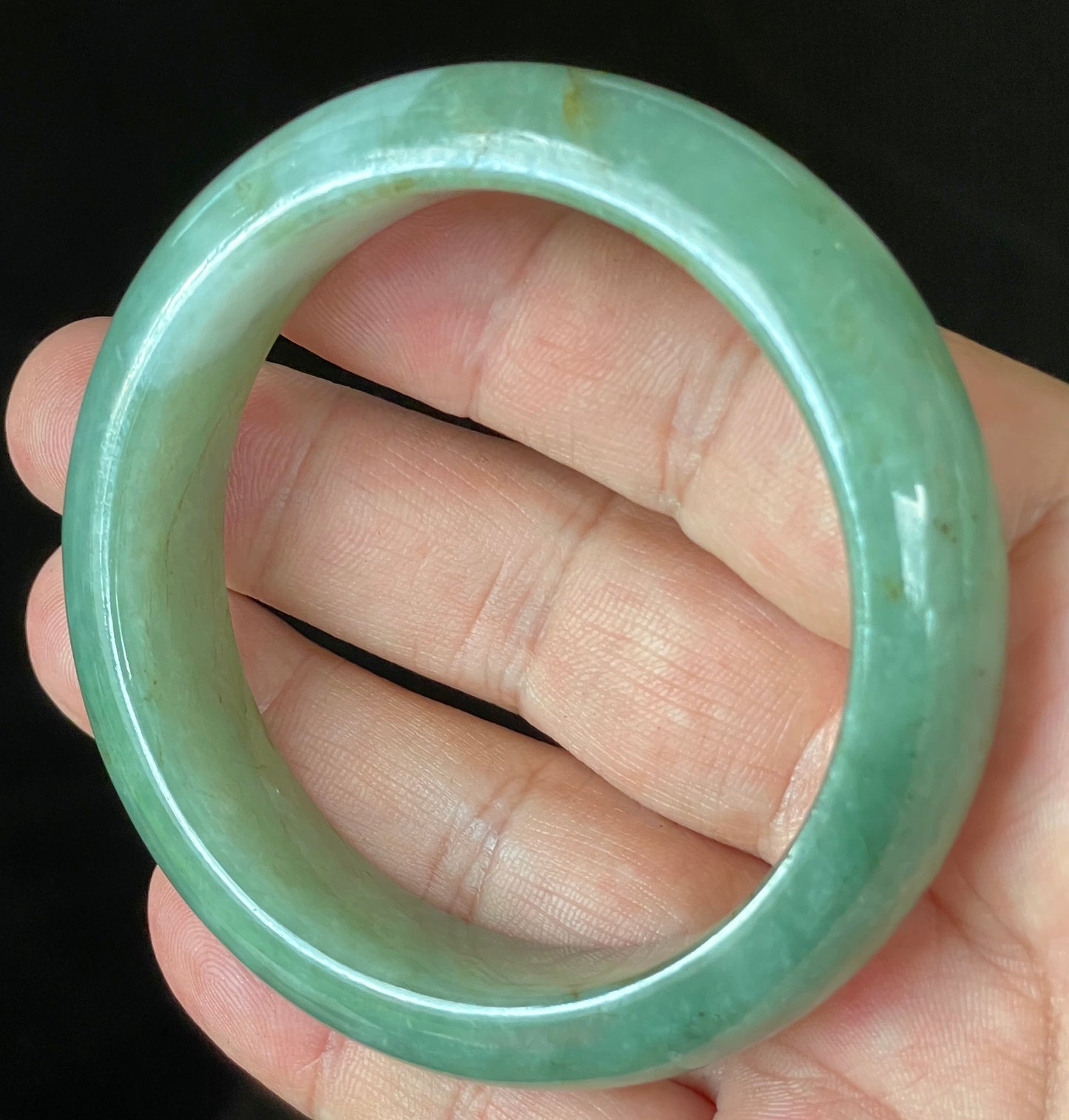 Natural Certified Burmese Jadeite Jade Bangle – Icy Apple & Imperial Green with Milky White and Honey Hues – 57.5mm – JB902