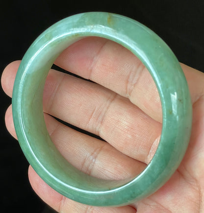Natural Certified Burmese Jadeite Jade Bangle – Icy Apple & Imperial Green with Milky White and Honey Hues – 57.5mm – JB902
