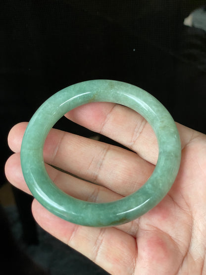 Natural Certified Burmese Jadeite Jade Bangle – Icy Apple & Imperial Green with Milky White and Honey Hues – 57.5mm – JB902