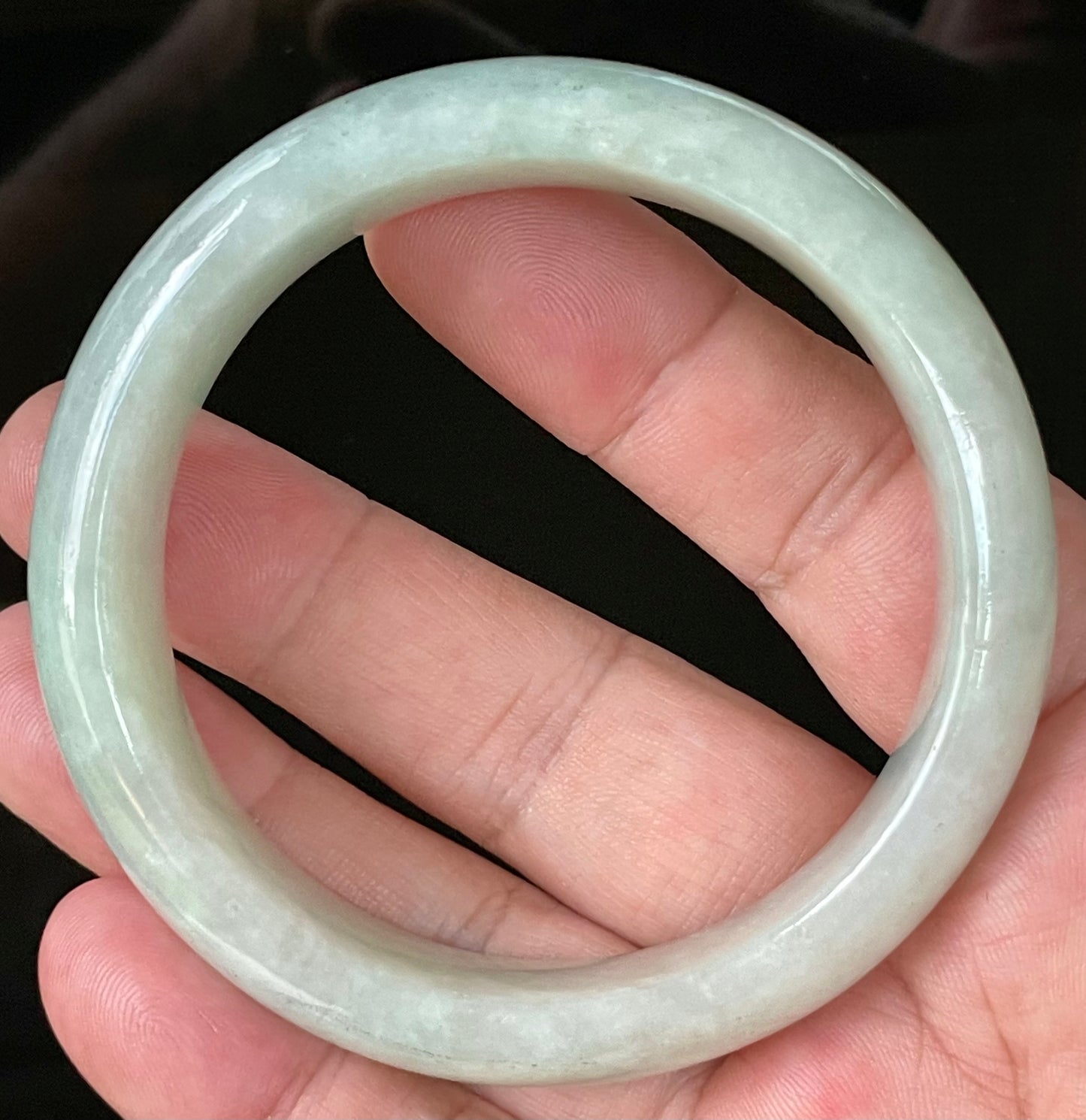 Natural Certified Burmese Jadeite Jade Bangle – Very Icy Apple & Imperial Green with Milky White Hues – 58.8mm – JB111