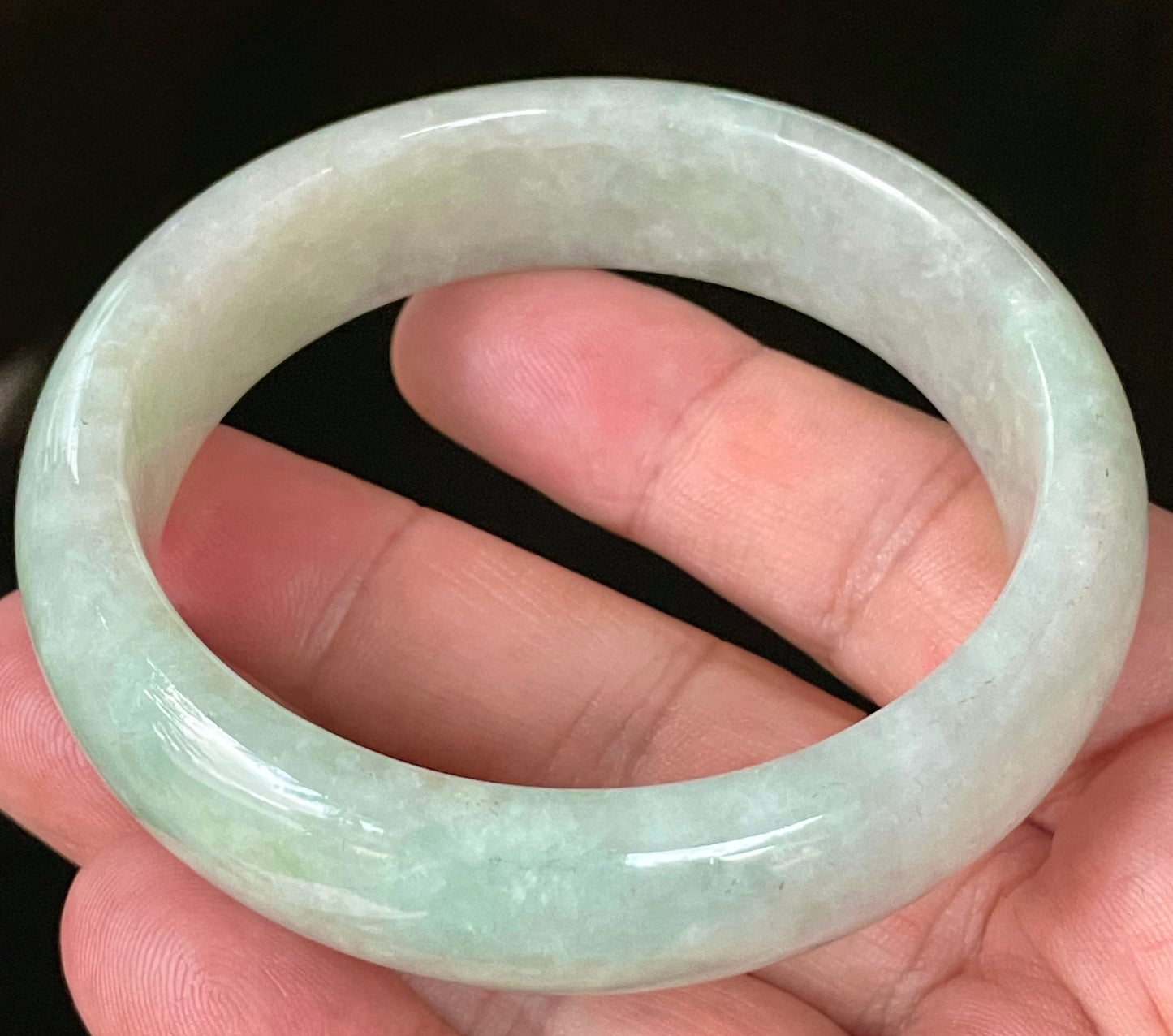 Natural Certified Burmese Jadeite Jade Bangle – Very Icy Apple & Imperial Green with Milky White Hues – 58.8mm – JB111