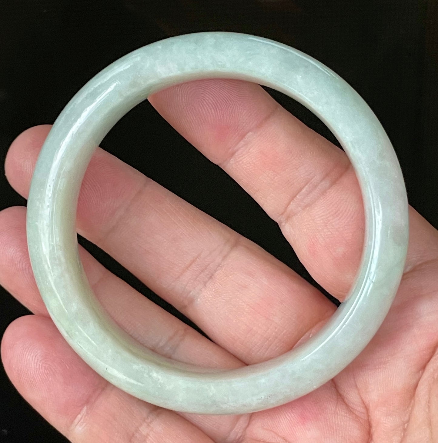 Natural Certified Burmese Jadeite Jade Bangle – Very Icy Apple & Imperial Green with Milky White Hues – 58.8mm – JB111