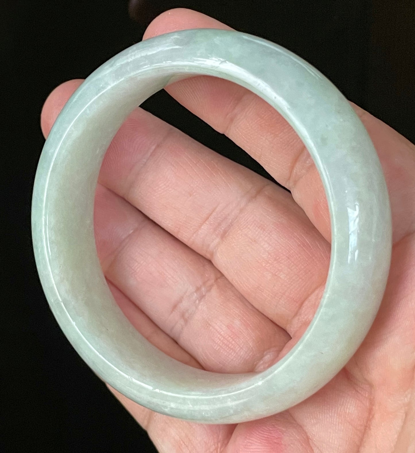 Natural Certified Burmese Jadeite Jade Bangle – Very Icy Apple & Imperial Green with Milky White Hues – 58.8mm – JB111