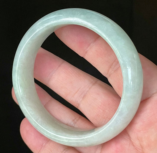 Natural Certified Burmese Jadeite Jade Bangle – Very Icy Apple & Imperial Green with Milky White Hues – 58.8mm – JB111