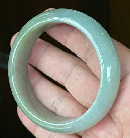 Natural Certified Burmese Jadeite Jade Bangle – Icy Bluish Apple Green with Rare Emerald Green Tones – 58mm – JB118