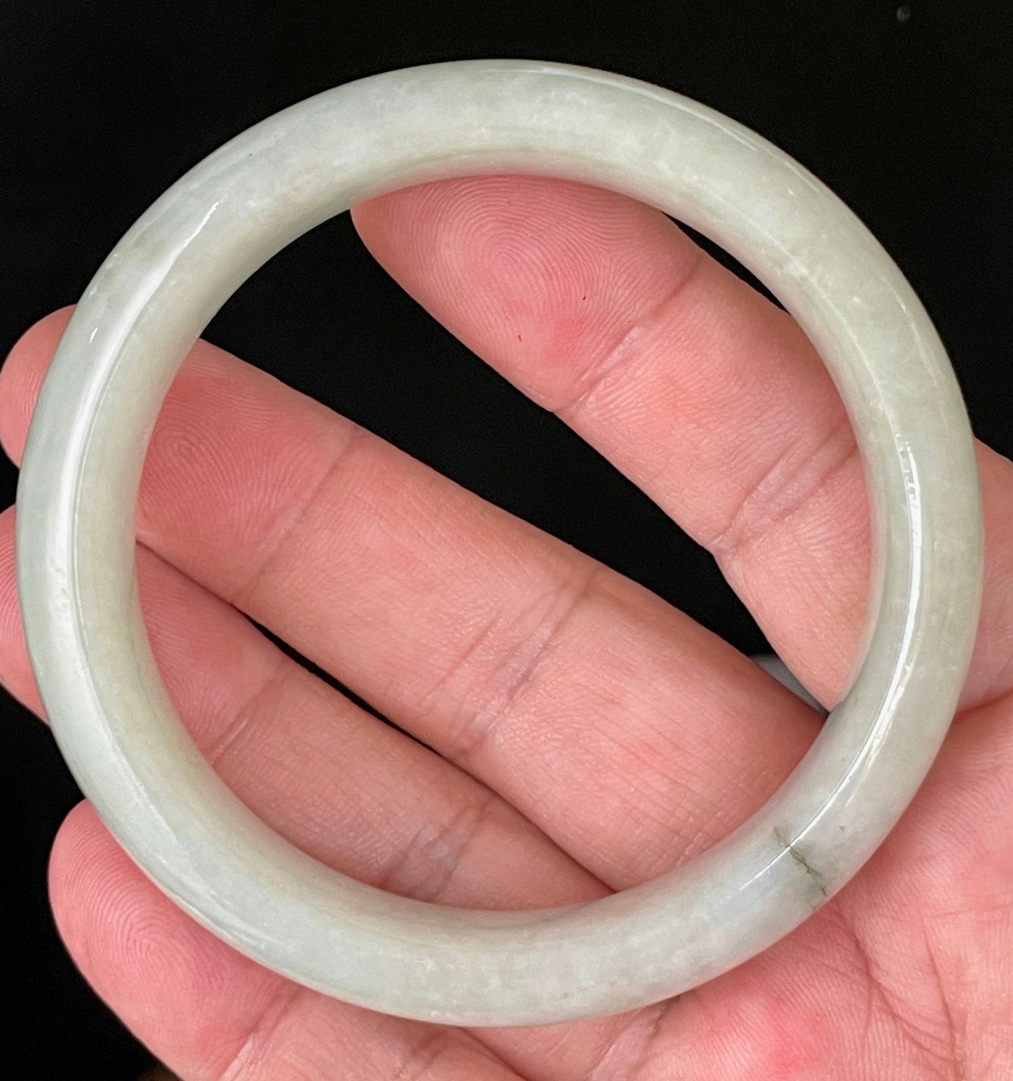 Natural Certified Burmese Jadeite Jade Bangle – Very Icy Apple Green with Imperial Green Line – 58.7mm – JB200