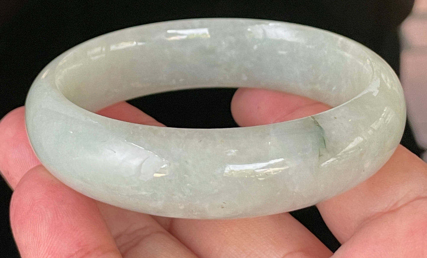 Natural Certified Burmese Jadeite Jade Bangle – Very Icy Apple Green with Imperial Green Line – 58.7mm – JB200