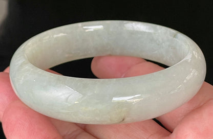 Natural Certified Burmese Jadeite Jade Bangle – Very Icy Apple Green with Imperial Green Line – 58.7mm – JB200
