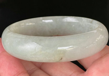 Natural Certified Burmese Jadeite Jade Bangle – Very Icy Apple Green with Imperial Green Line – 58.7mm – JB200