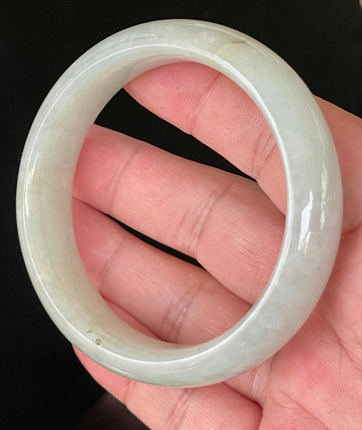 Natural Certified Burmese Jadeite Jade Bangle – Very Icy Apple Green with Imperial Green Line – 58.7mm – JB200