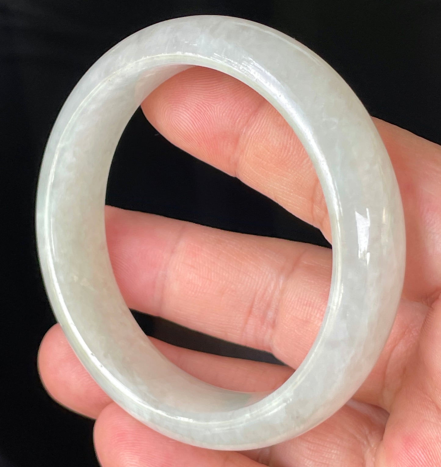 Natural Certified Burmese Jadeite Jade Bangle – Icy Apple & Milky White with Imperial Green Dots – 56.7mm – JB103