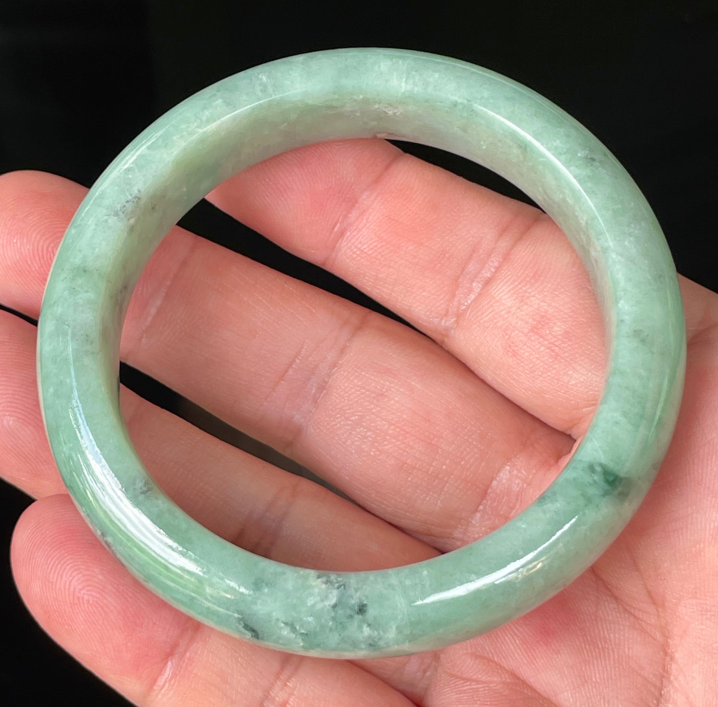 Natural Certified Burmese Jadeite Jade Bangle – Icy Apple Green – 56.9mm – JB204