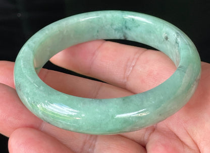 Natural Certified Burmese Jadeite Jade Bangle – Icy Apple Green – 56.9mm – JB204