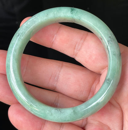 Natural Certified Burmese Jadeite Jade Bangle – Icy Apple Green – 56.9mm – JB204