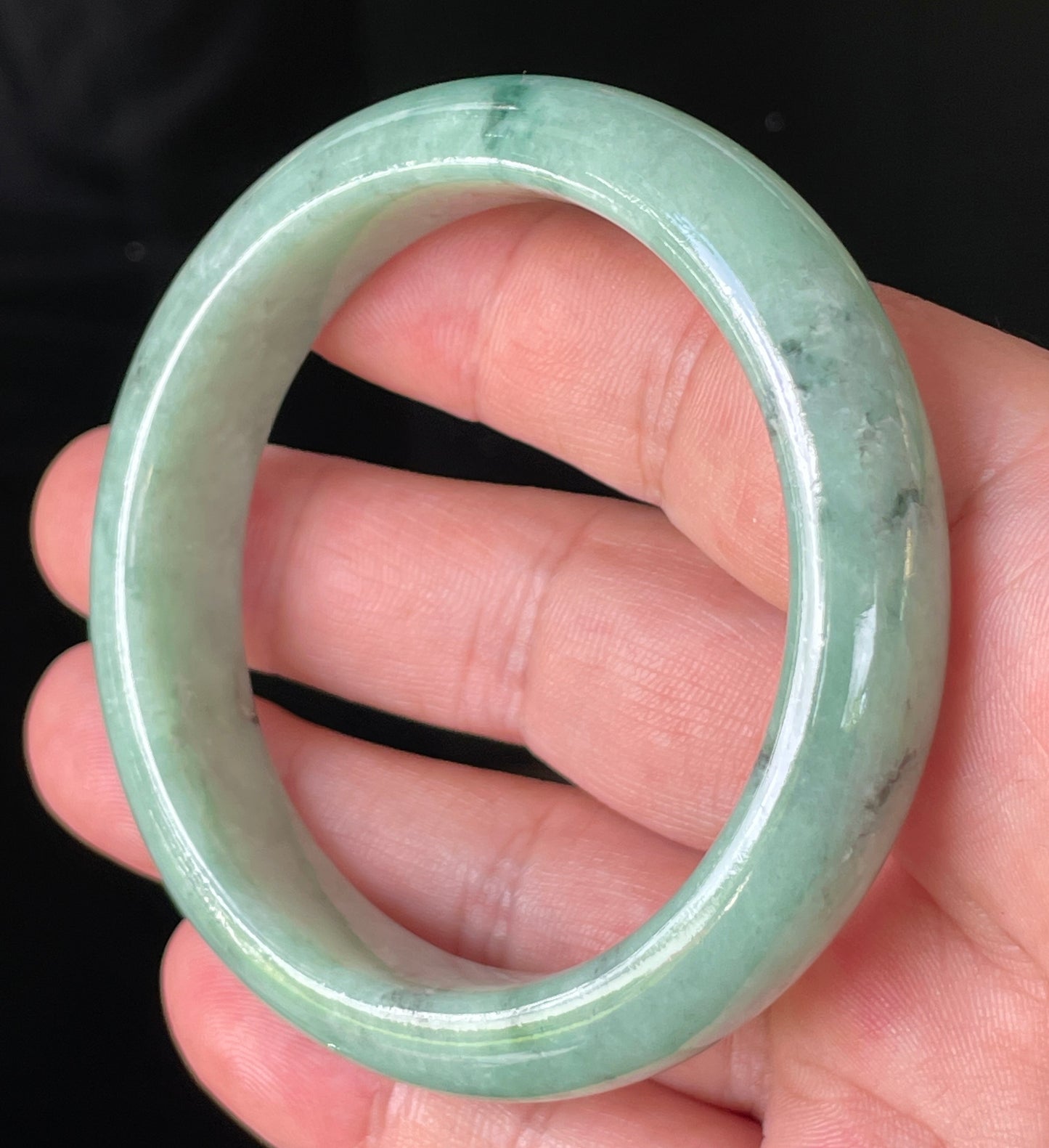 Natural Certified Burmese Jadeite Jade Bangle – Icy Apple Green – 56.9mm – JB204
