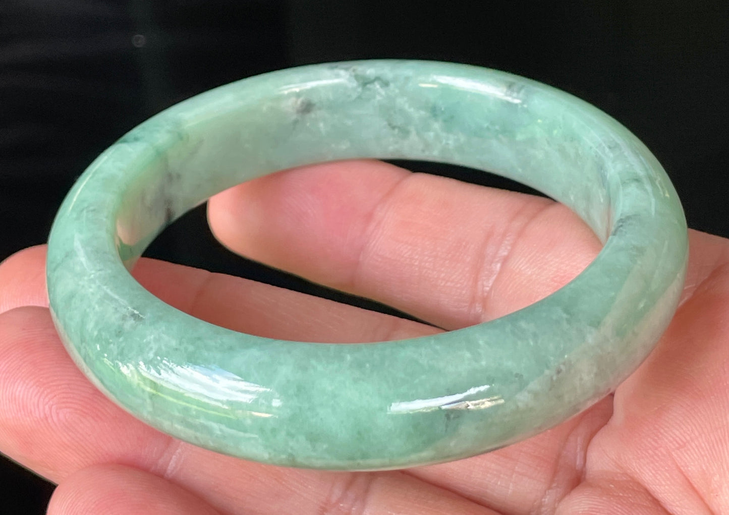 Natural Certified Burmese Jadeite Jade Bangle – Icy Apple Green – 56.9mm – JB204