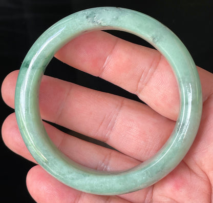 Natural Certified Burmese Jadeite Jade Bangle – Icy Apple Green – 56.9mm – JB204