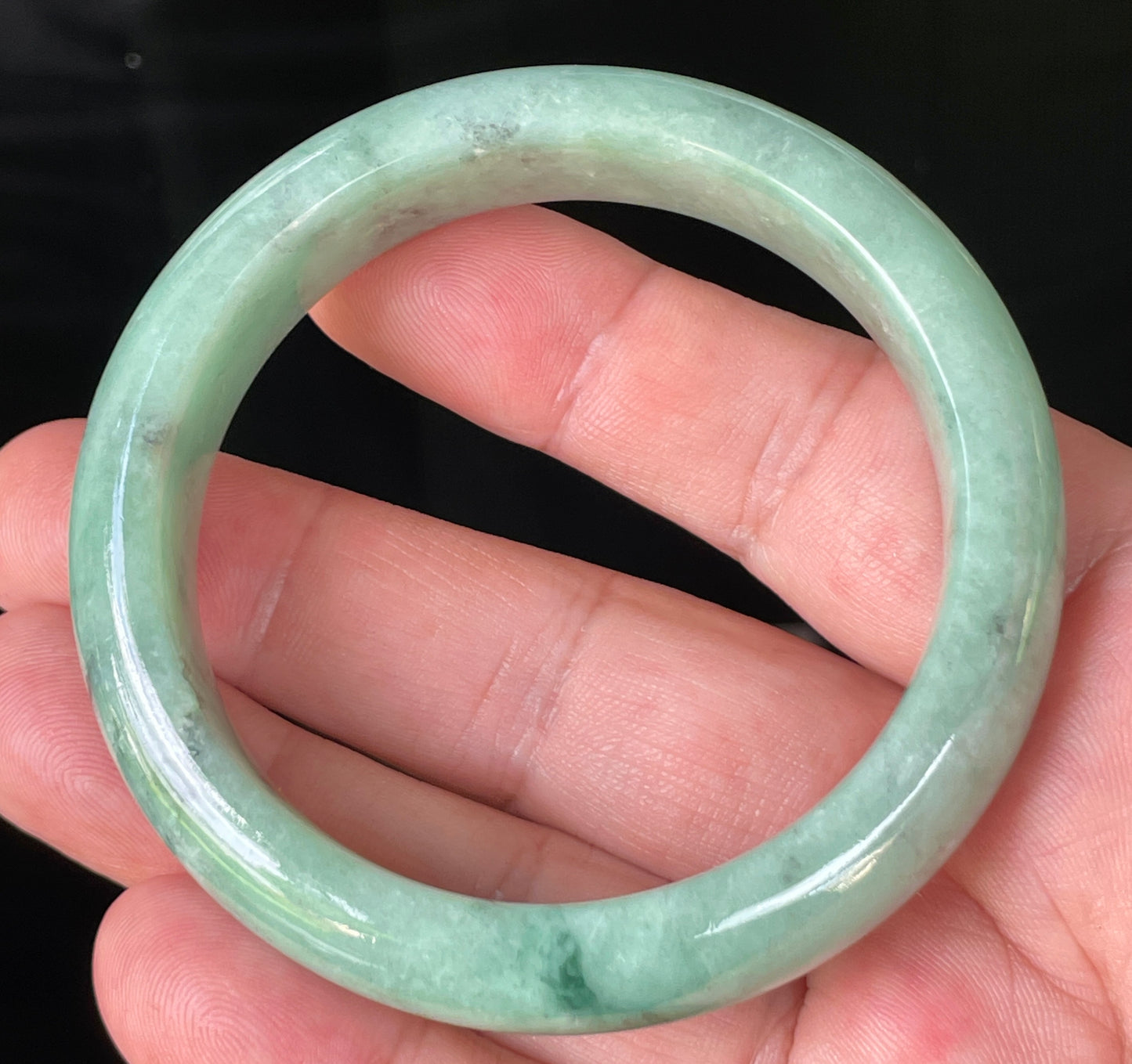 Natural Certified Burmese Jadeite Jade Bangle – Icy Apple Green – 56.9mm – JB204