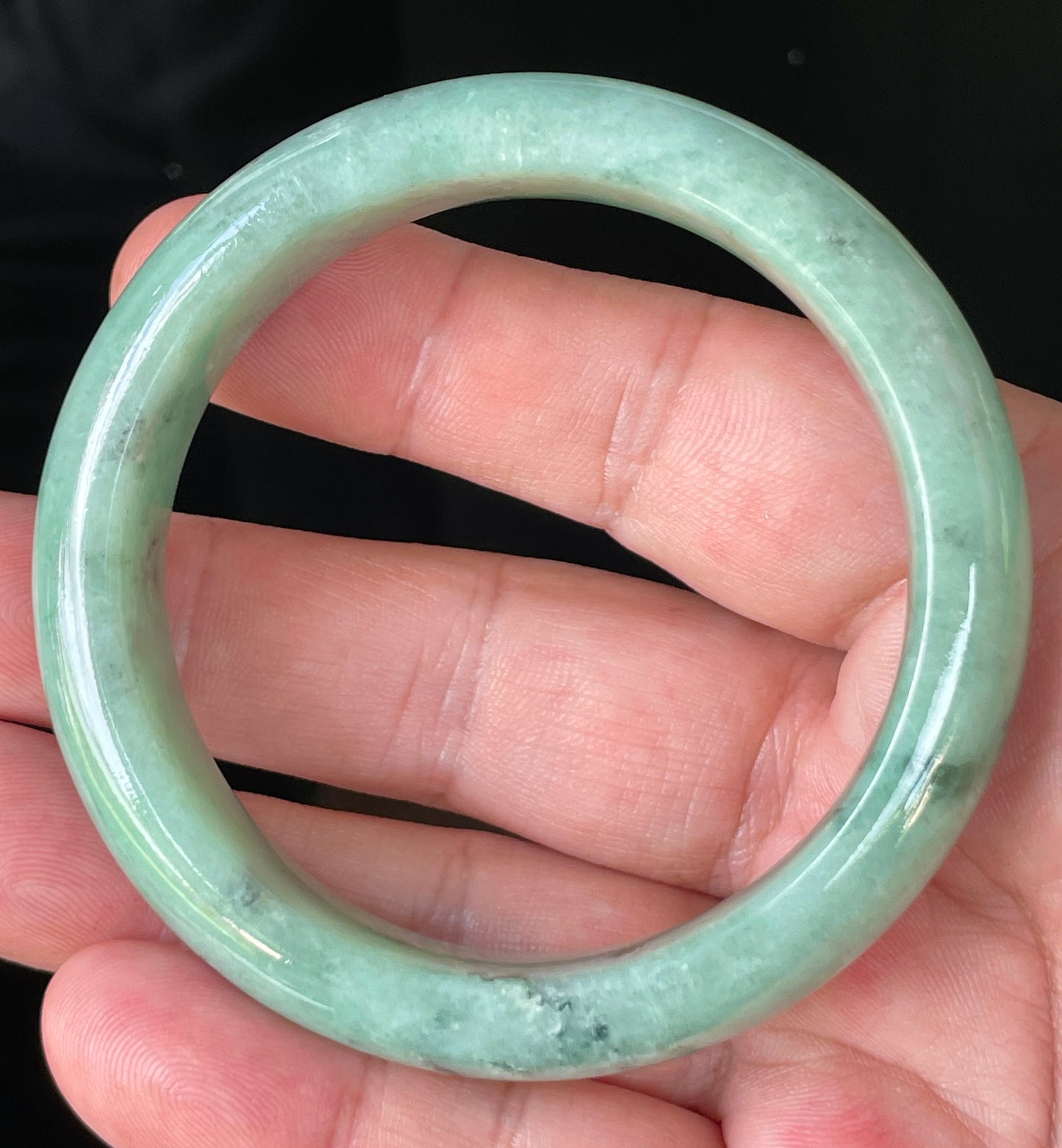 Natural Certified Burmese Jadeite Jade Bangle – Icy Apple Green – 56.9mm – JB204