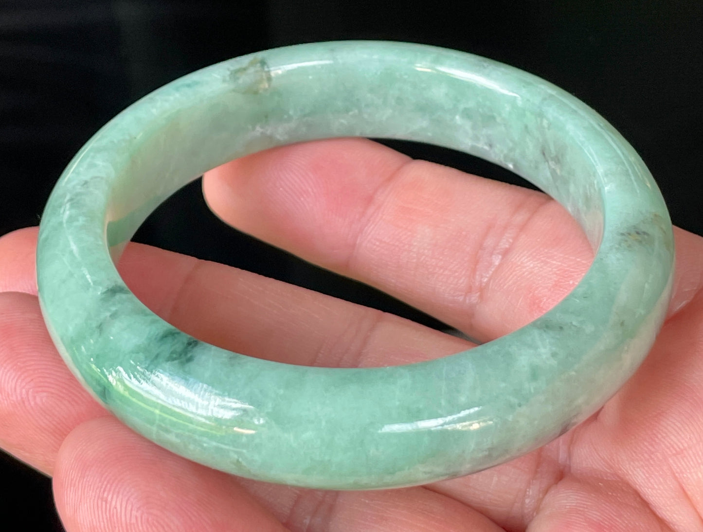 Natural Certified Burmese Jadeite Jade Bangle – Icy Apple Green – 56.9mm – JB204