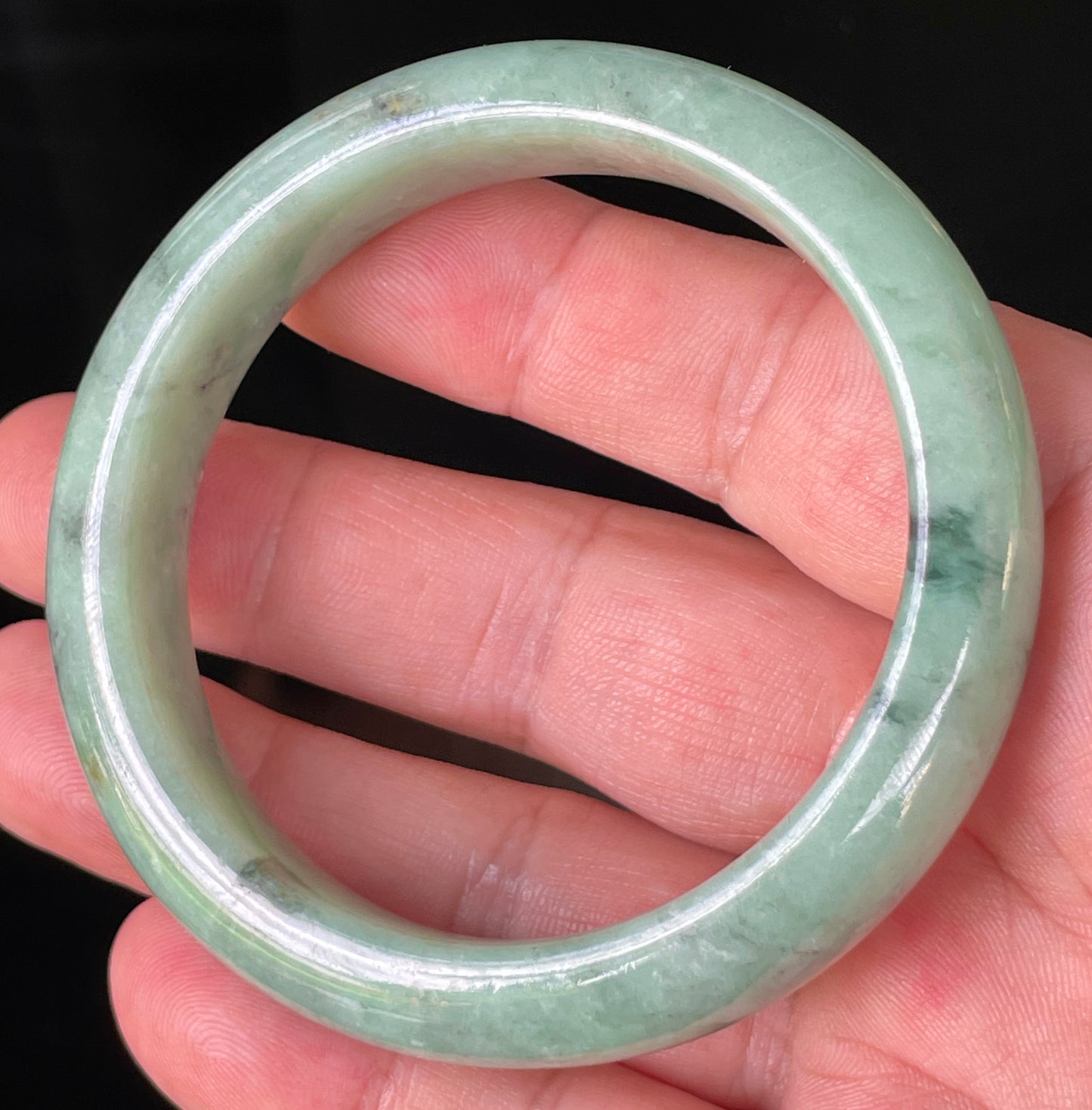 Natural Certified Burmese Jadeite Jade Bangle – Icy Apple Green – 56.9mm – JB204