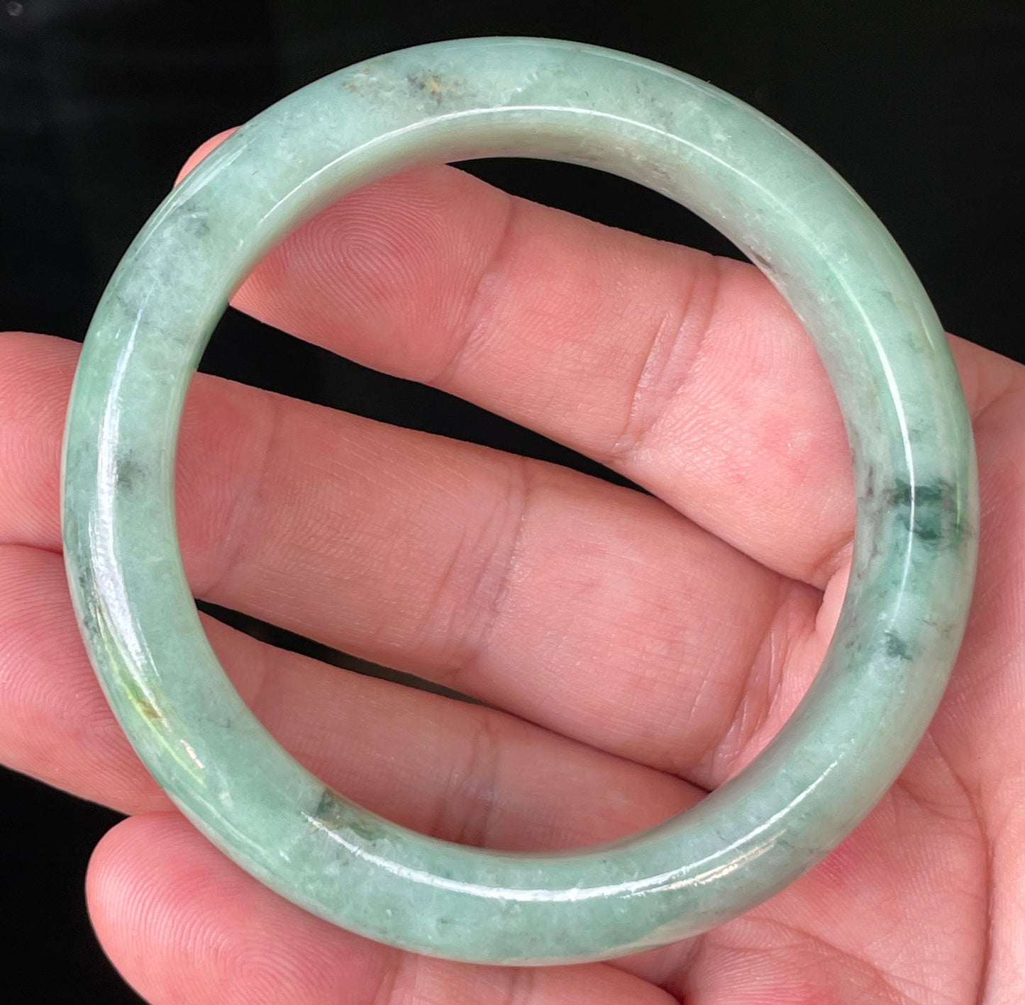 Natural Certified Burmese Jadeite Jade Bangle – Icy Apple Green – 56.9mm – JB204