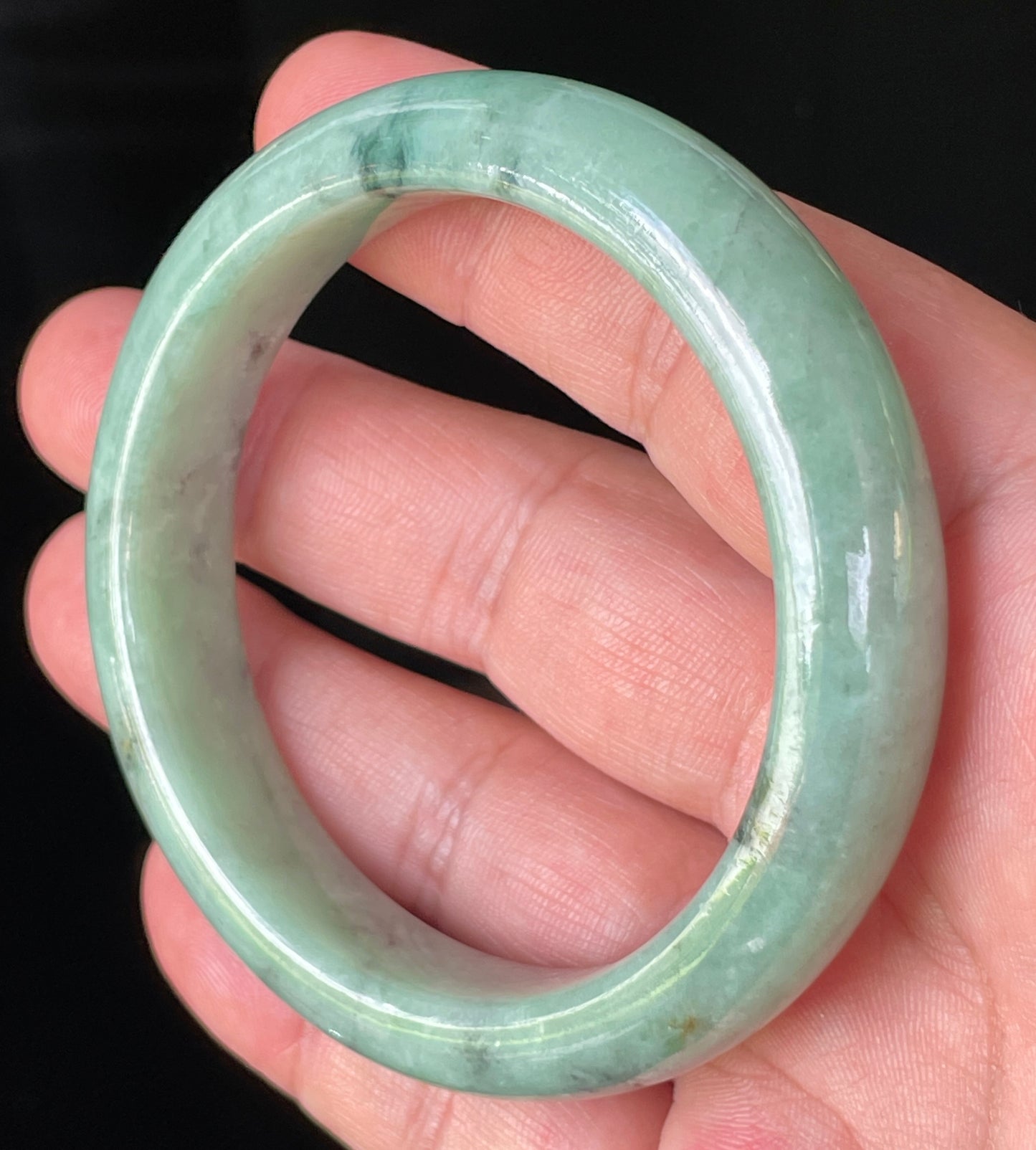 Natural Certified Burmese Jadeite Jade Bangle – Icy Apple Green – 56.9mm – JB204