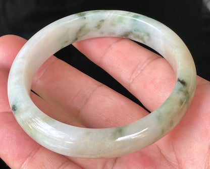 Natural Certified Burmese Jadeite Jade Bangle – Icy Milky White, Imperial Green, Honey, Orange & Red Hues – 58.8mm – JB232