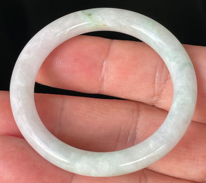 Natural Burmese Jadeite Jade Bangle – Icy Light Apple Green & Milky White – Princess Cut – 41mm – JB251