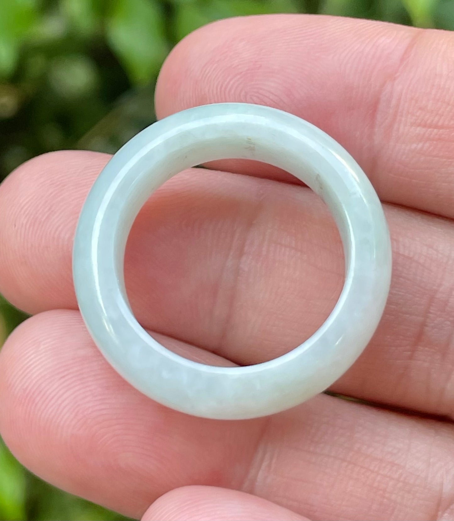 Natural Burmese Jadeite Jade Ring – Icy Apple Green with Milky White – Large Round Ring – JRN042