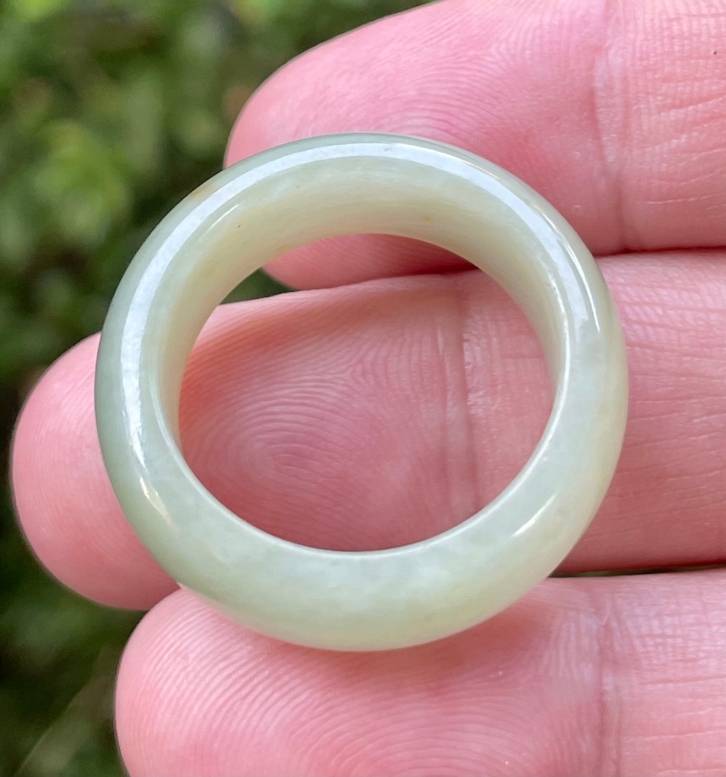 Natural Burmese Jadeite Jade Ring – Icy Apple Green with Honey Hues – Large Round Ring – JRN043
