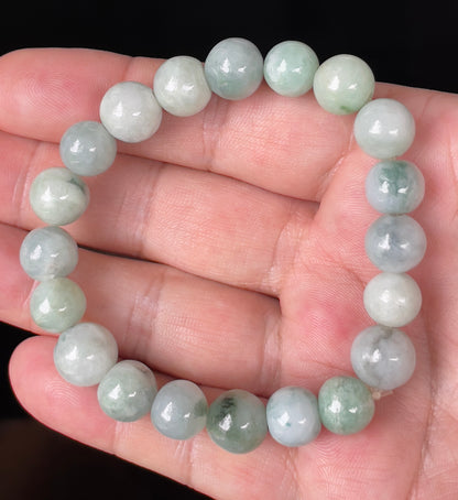 Natural Burmese Jadeite Jade Beaded Bracelet – Multicolor – Hand-Shaped Round Beads – 10.7mm – JBB138