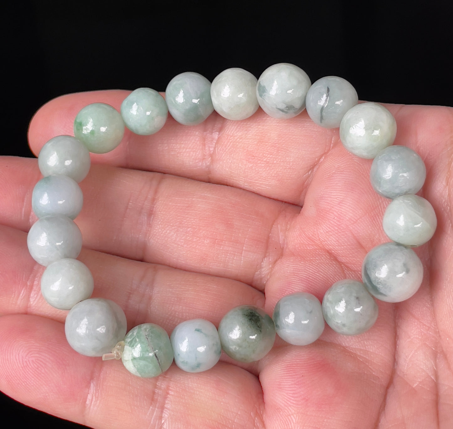 Natural Burmese Jadeite Jade Beaded Bracelet – Multicolor – Hand-Shaped Round Beads – 10.7mm – JBB138