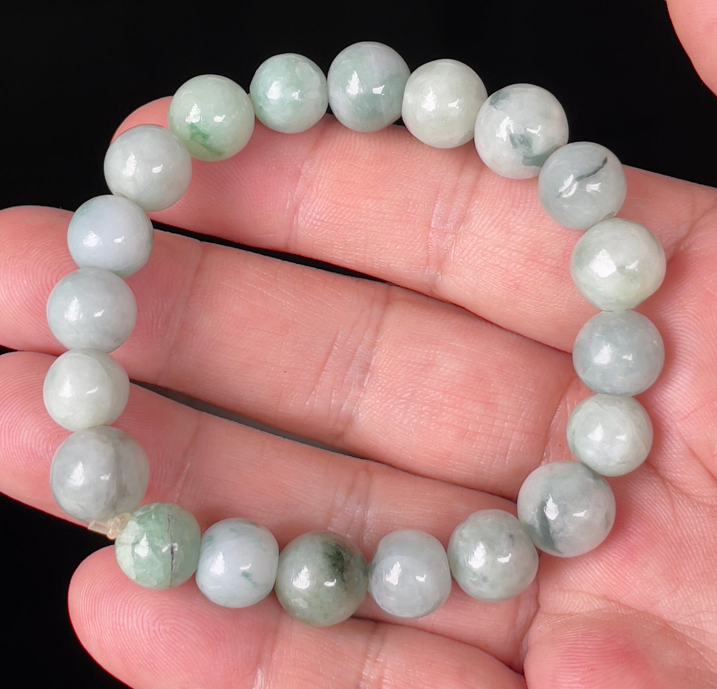 Natural Burmese Jadeite Jade Beaded Bracelet – Multicolor – Hand-Shaped Round Beads – 10.7mm – JBB138