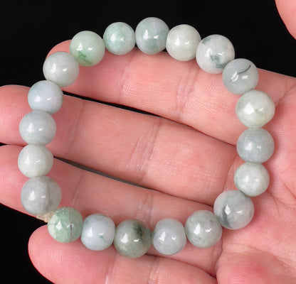 Natural Burmese Jadeite Jade Beaded Bracelet – Multicolor – Hand-Shaped Round Beads – 10.7mm – JBB138