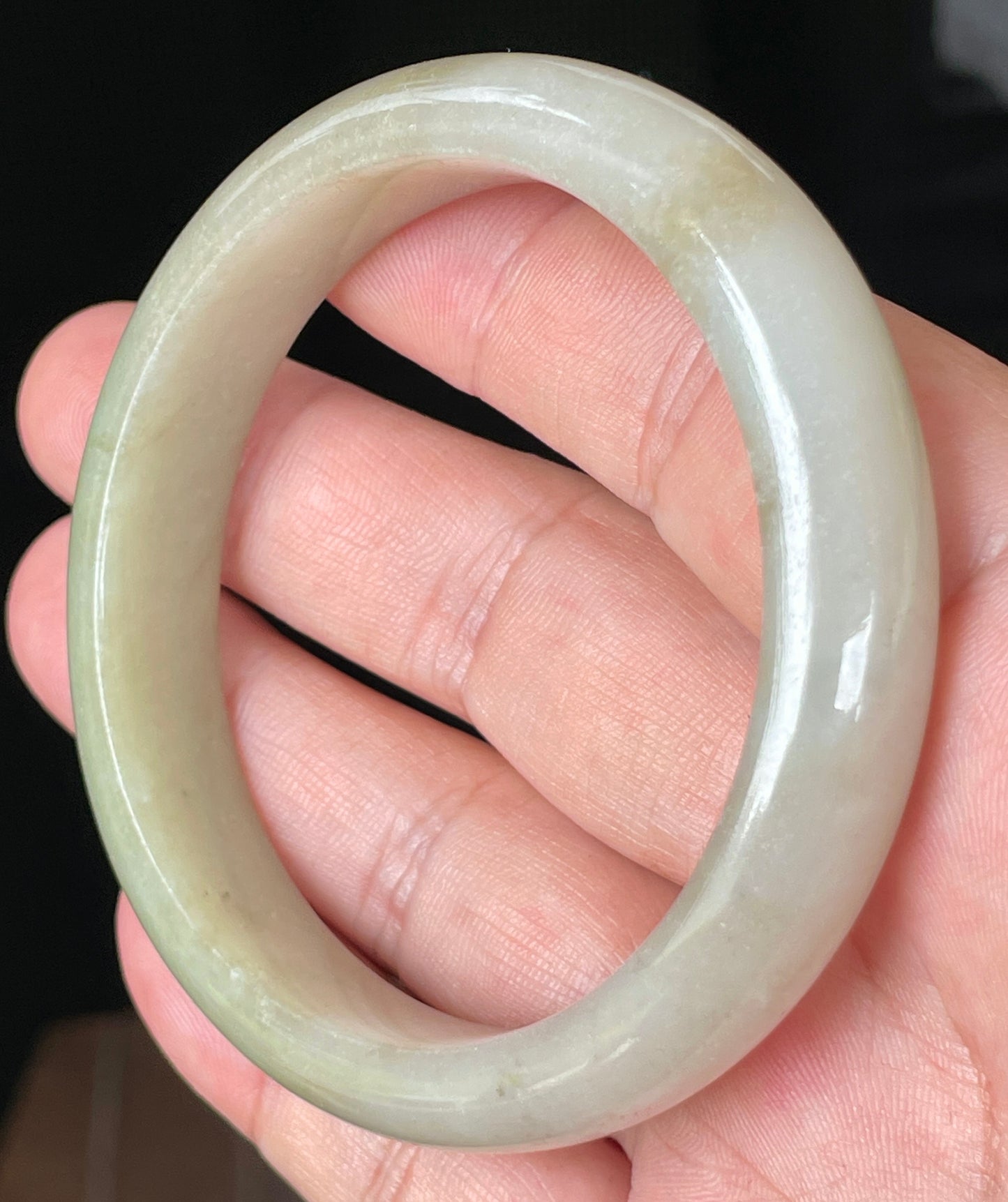 Natural Certified Burmese Jadeite Jade Bangle – Icy Apple Green, Brown & Greyish Milky White – 58.5mm – JB091
