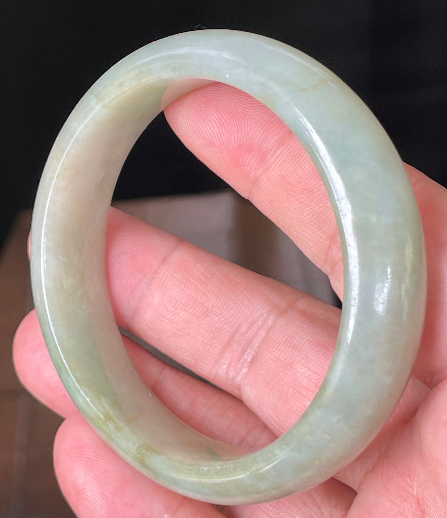 Natural Burmese Jadeite Jade Bangle – Icy Apple Green – 57.3 mm – JB073