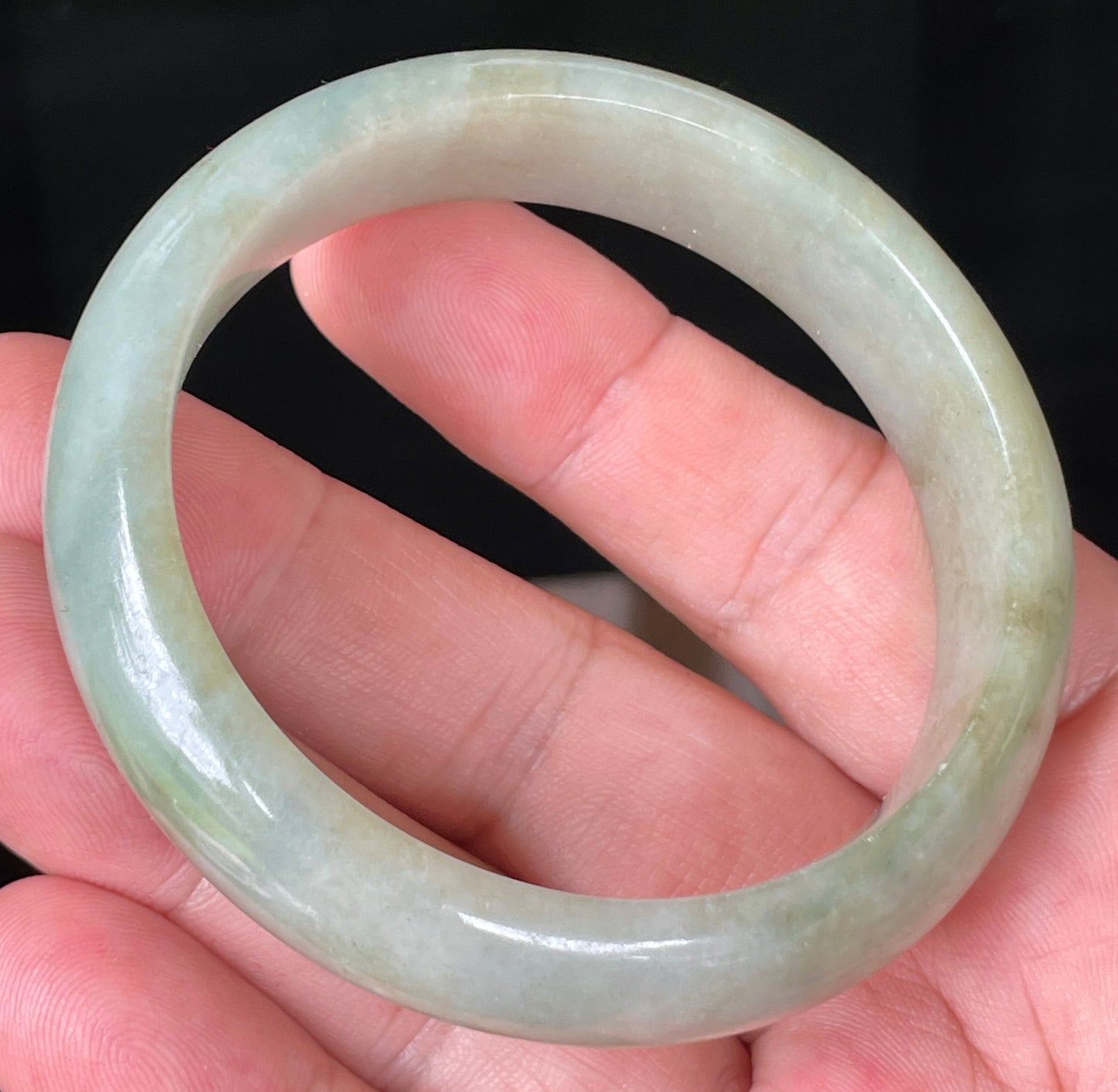 Natural Burmese Jadeite Jade Bangle – Icy Apple Green – 57.3 mm – JB073