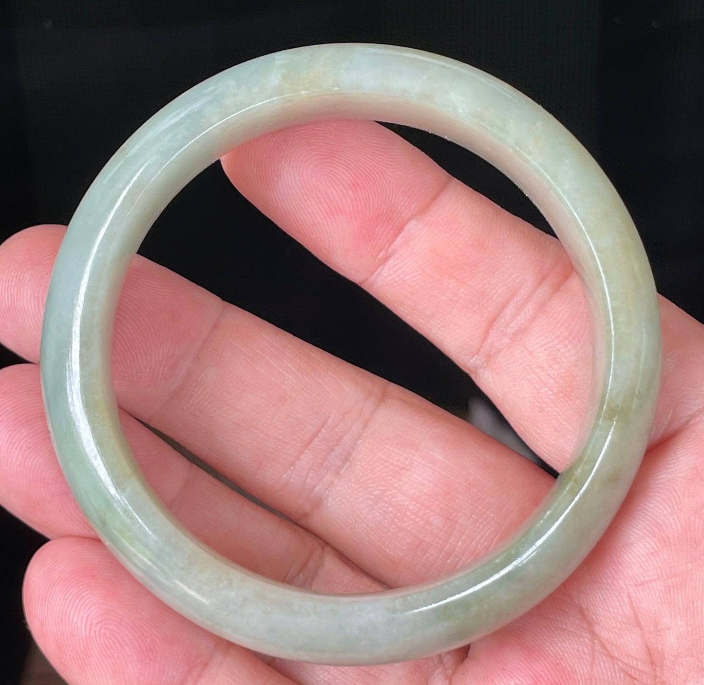 Natural Burmese Jadeite Jade Bangle – Icy Apple Green – 57.3 mm – JB073