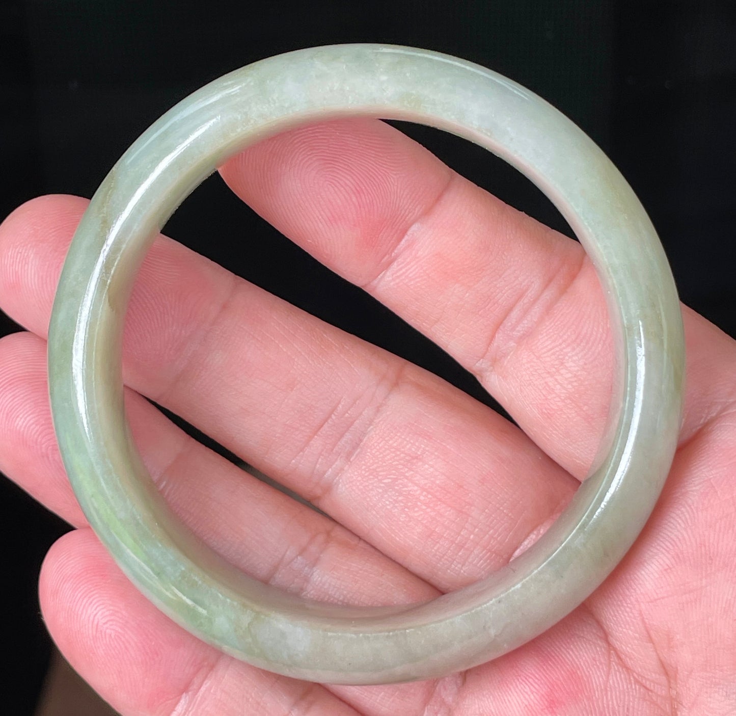 Natural Burmese Jadeite Jade Bangle – Icy Apple Green – 57.3 mm – JB073