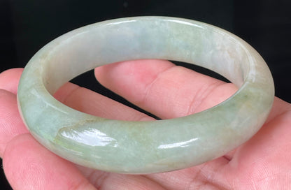 Natural Burmese Jadeite Jade Bangle – Icy Apple Green – 57.3 mm – JB073