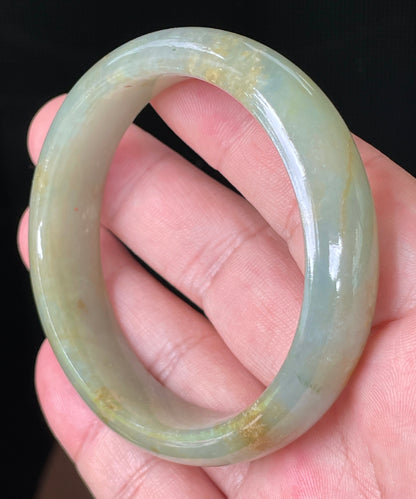 Natural Burmese Jadeite Jade Bangle – Icy Apple Green with Honey Hues – 55.2 mm – JB076