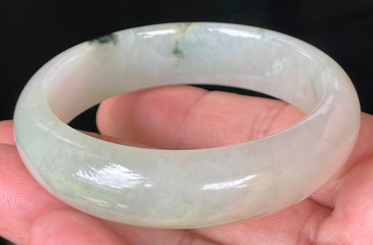 Natural Burmese Jadeite Jade Bangle – Icy Light Apple Green and Forest Green Hue – 55 mm – JB074
