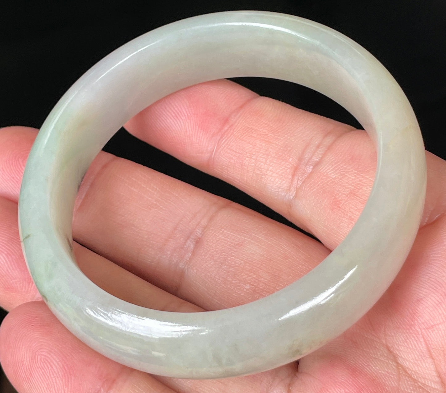 Natural Burmese Jadeite Jade Bangle – Icy Light Apple Green and Forest Green Hue – 55 mm – JB074